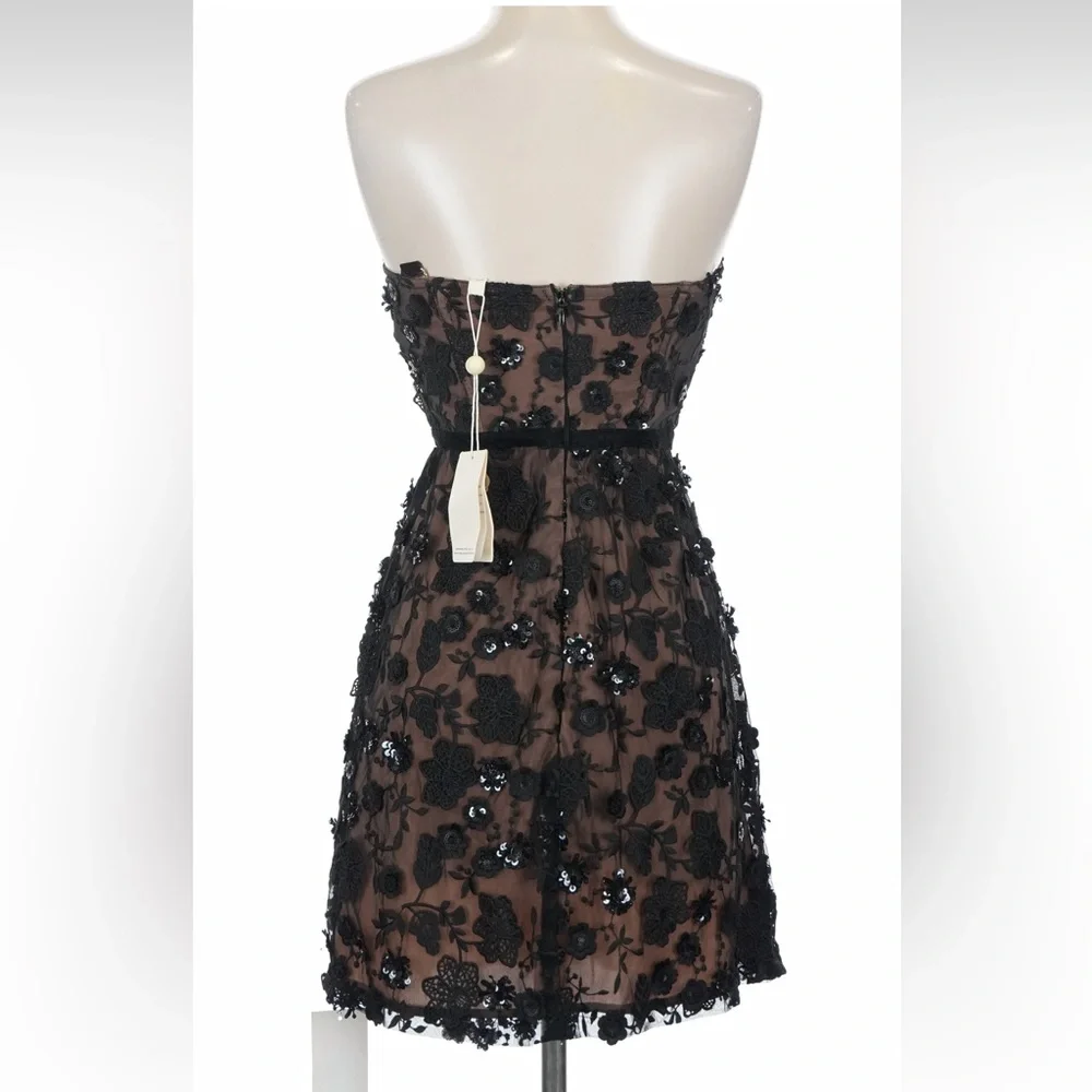 NWT For Love & Lemons Beatrice Black Sequin Embroidered Floral Dress Size S - Picture 5 of 10